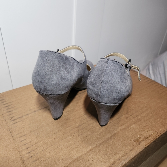 Naturalizer N5 Comfort Believe Heels Gray Suede Heels Chunky Block Heels 7 - Picture 4 of 7